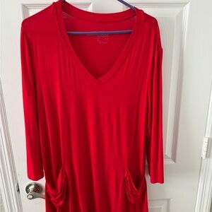 LOGO by Lori Goldstein Vibrant Red V-Neck Tunic